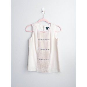 J Crew Embellished Pleated Sleeveless Beige Top/Blouse Size 00